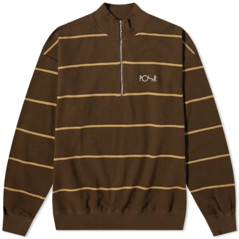 Polar Skate Co. Stripe Zip Neck Pique Sweat