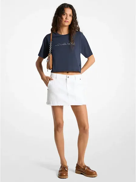 Logo Embossed Cotton T-Shirt