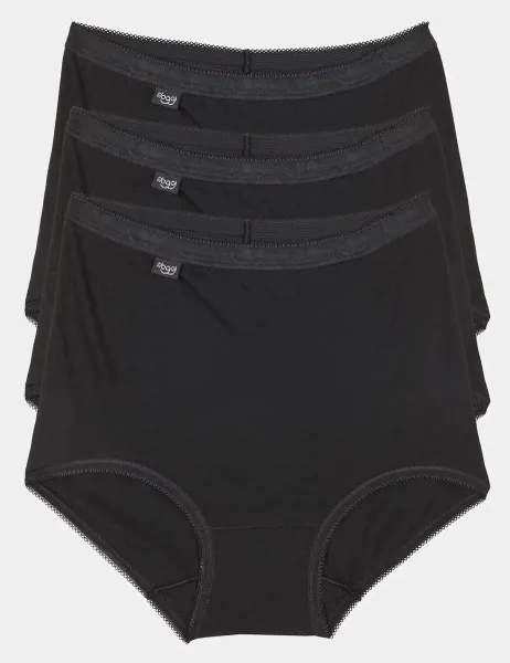 Sloggi 3pk High Waisted Full Briefs Black