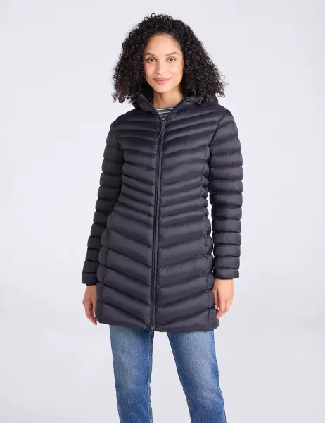 Florence Padded Hooded Longline Jacket Black