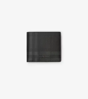 City Check Bifold Coin Wallet in Iron grey - Men, Technical, Cotton