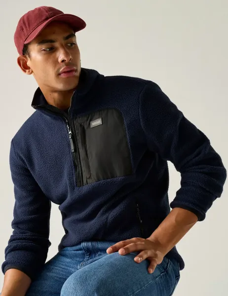 Regatta Frankie Borg Funnel Neck Half Zip Fleece Navy