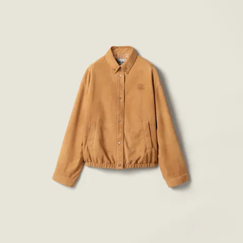 Waxed suede blouson jacket