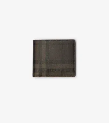 City Check Bifold Wallet in Dark brown