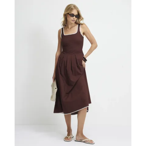 River Island Pleated Poplin Midi Dress