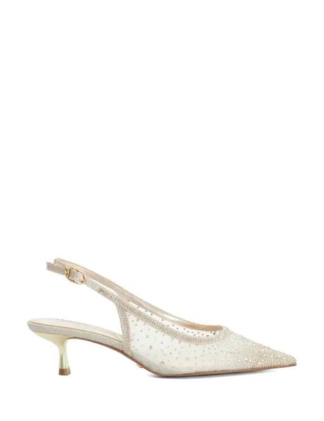 Dune London Sparkle Kitten Heel Slingback Shoes Gold