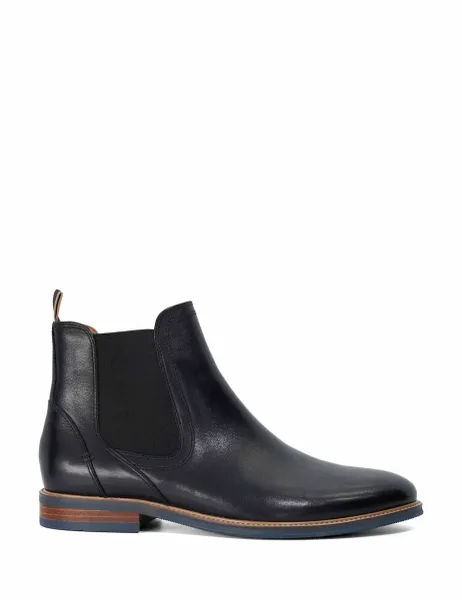 Dune London Mckinley Leather Flat Chelsea Boots Black