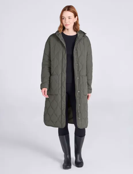 Mountain Warehouse Padded Hooded Longline Jacket Khaki