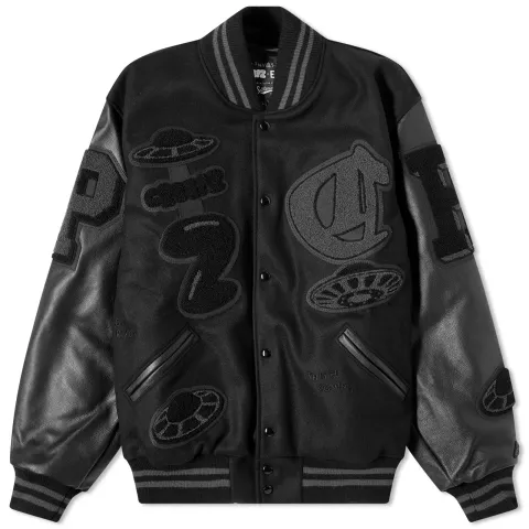Invasion Leather Melton Varsity Jacket - END. Exclusi