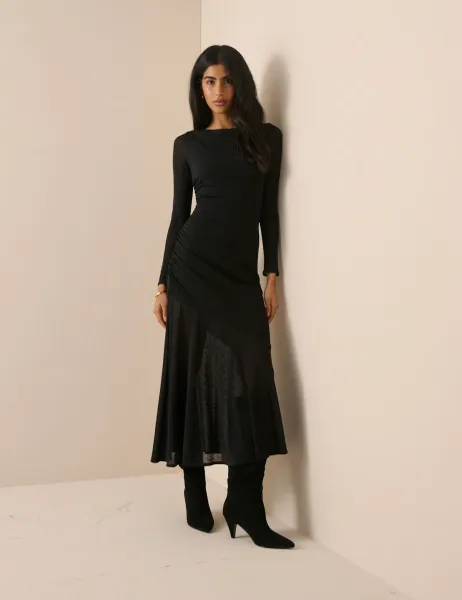 Nobody's Child Midi Skater Dress Black