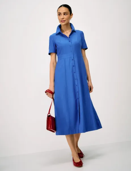 Crew Clothing Lyocell Rich Midi Shirt Dress Mid Blue