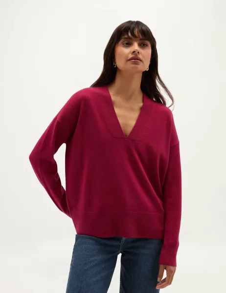 Hobbs Wool Blend V-Neck Jumper Pink