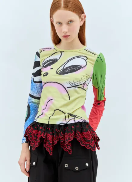Fitted Printed Jersey Top