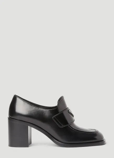 Logo Plaque Heeled Loafers