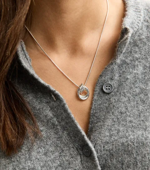 Silver Tone Doorknocker Pendant Necklace