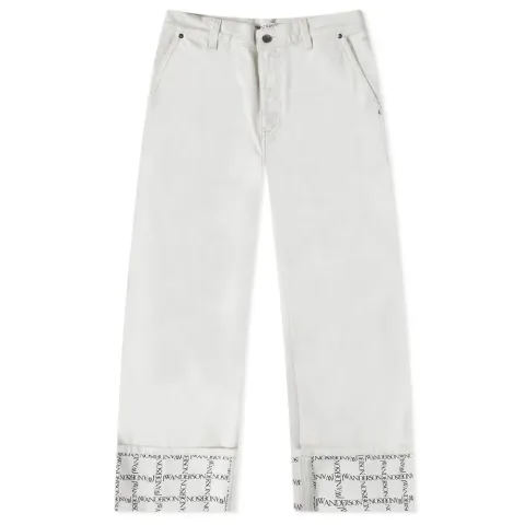 Logo Turn Up Straight Jeans