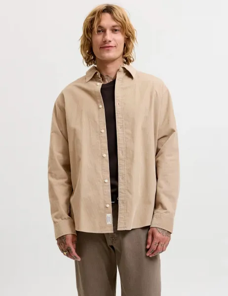 Jack & Jones Pure Cotton Cord Overshirt Beige