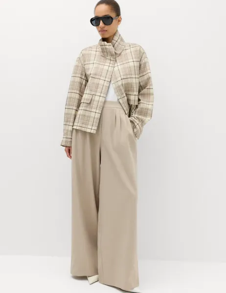 Marks & Spencer Multi Pleat Wide Leg Trousers Multi/Neutral