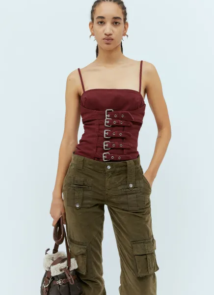 Buckle-Strap Corset Top