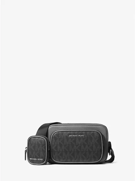 Michael Kors Hudson Signature Logo and Leather Camera Bag with Pouch