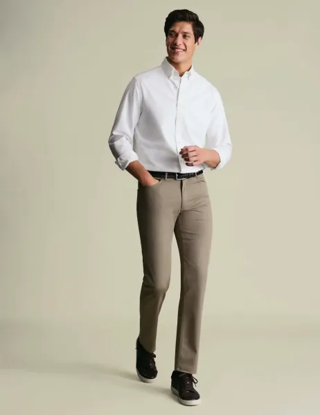 Charles Tyrwhitt Slim Fit 5 Pocket Stretch Jeans Brown