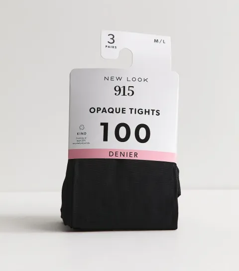 Pack of 3 Black 100 Denier Opaque Tights