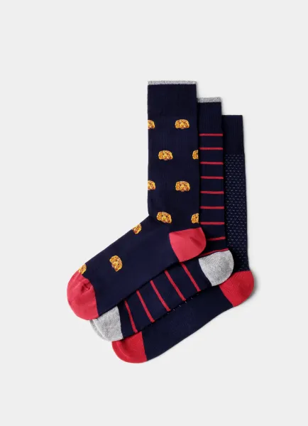 Three Pack Combed Cotton Harry Socks