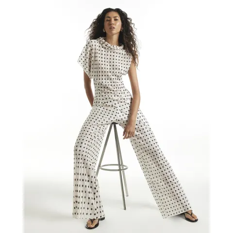 River Island Spot Plisse Wide Leg Trousers