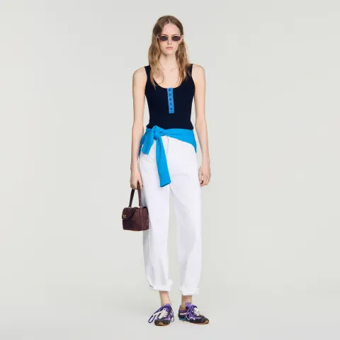 Contrast button vest top