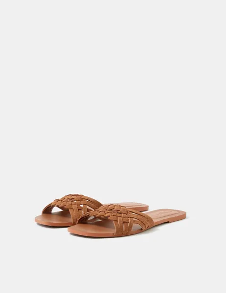 Accessorize Leather Woven Sandals Tan