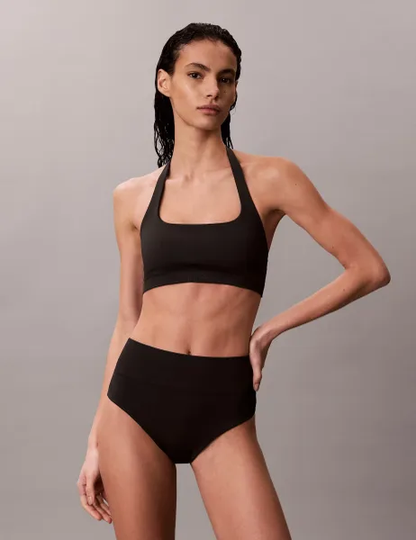 Calvin Klein Shaping Square Neck Halterneck Bikini Top Black