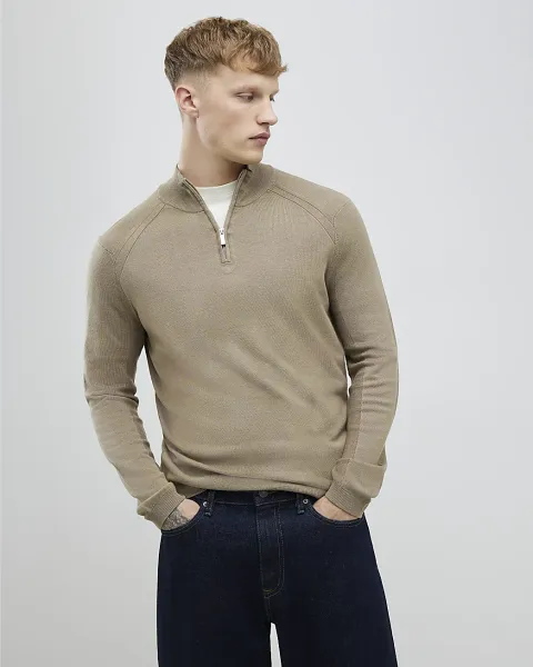 River Island Slim Fit Half Zip Jumper
