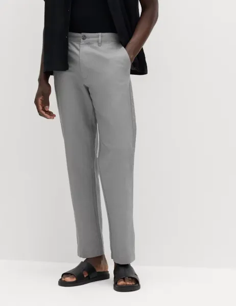 Marks & Spencer Regular Fit Linen Blend Chinos Pewter