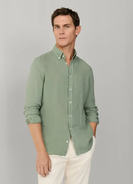 Tailored Fit Garment Dyed Linen Shirt