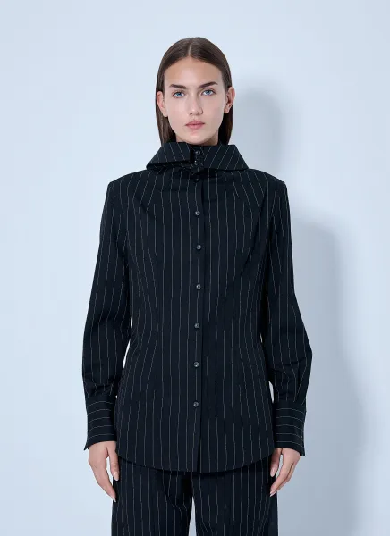 Jean Paul Gaultier Hooded Striped Shirt