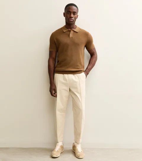 Men's Off White Front Seam Trousers