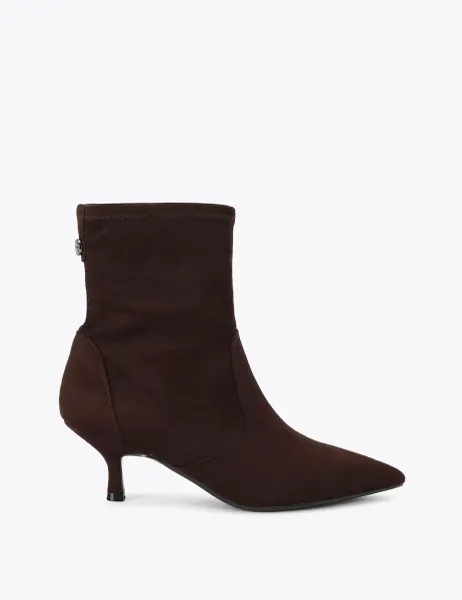 Carvela Suede Pointed Kitten Heel Ankle Boots Brown