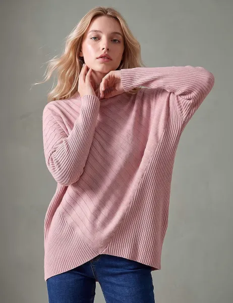 Roman Rayon Blend Oversized Jumper Light Pink Mix
