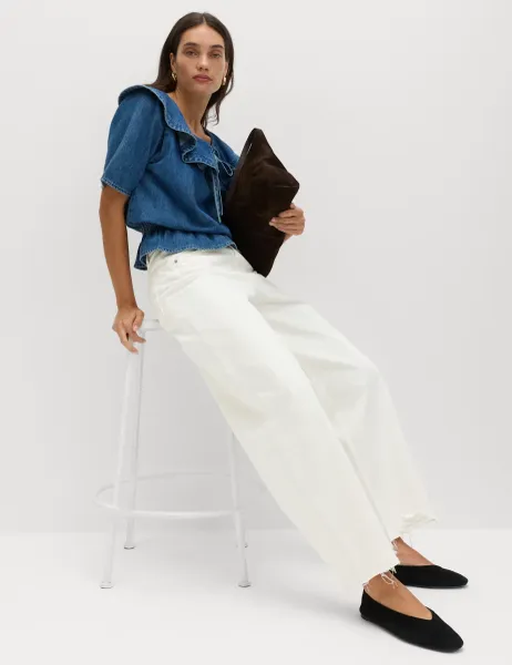Marks & Spencer Mid Rise Barrel Jeans Soft White