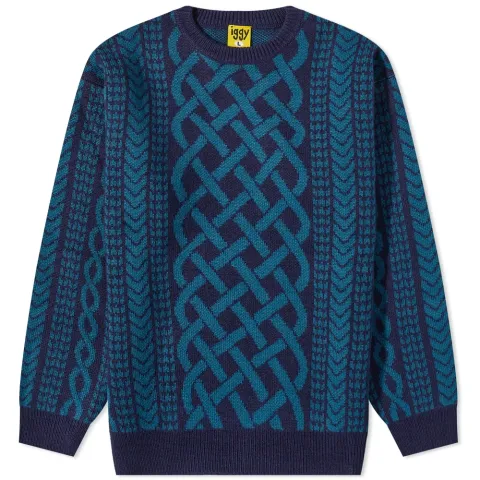 Drawn Cableknit Jacquard Sweater