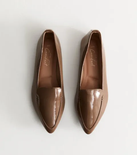 Women's Light Brown Faux Leather Pointed Toe Loafers Vegan