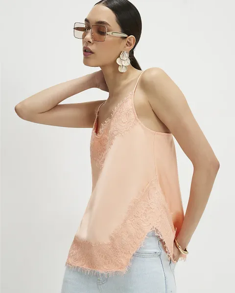 River Island Satin Lace Trim Cami Top