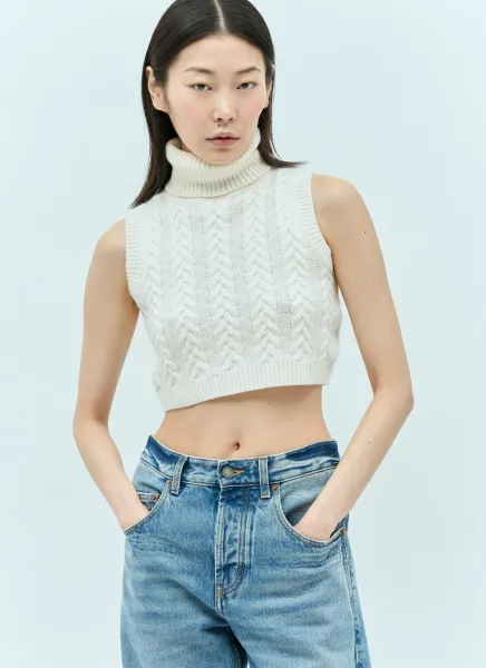 Sleeveless Cashmere Crop Top
