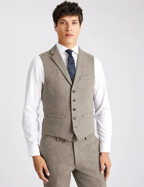Moss Slim Fit Wool Rich Donegal Waistcoat