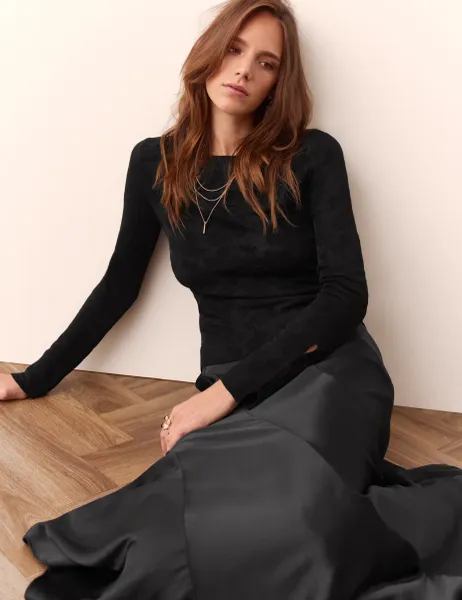 Per Una Sheer Floral Knitted Jumper Black