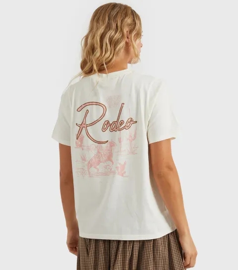 Women's Clothing White Rodeo Logo Print T-Shirt