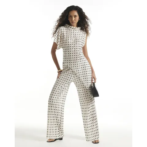 River Island Spot Plisse Asymmetric Top