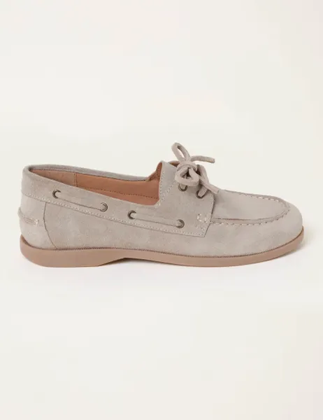 FatFace Suede Flat Boat Shoes Stone