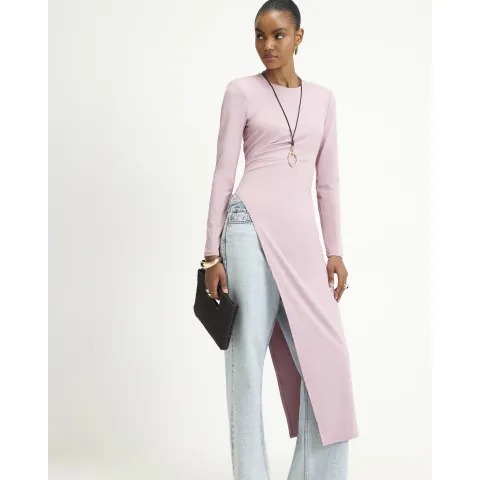 River Island Shoulder Pad Long Asymmetric Top