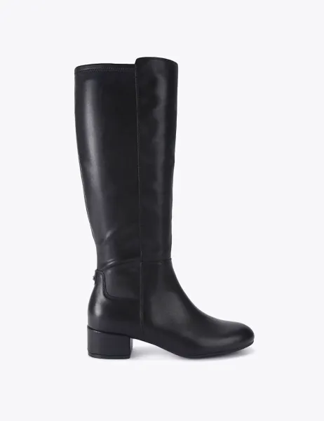 Carvela Leather Block Heel Knee High Boots Black